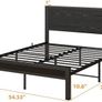 Double Bed Frame with Wooden Storage Shelf Headboard Image 2