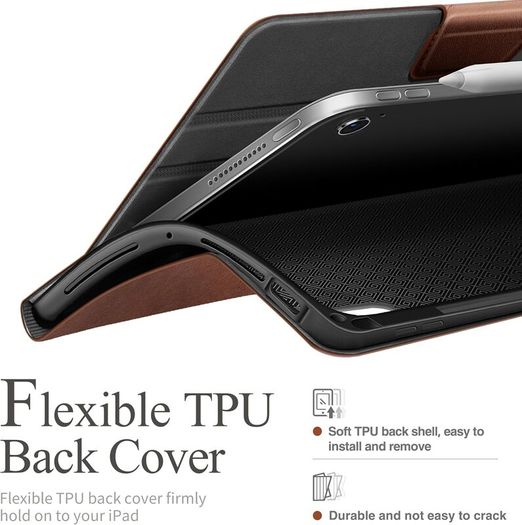 AUAUA Case for iPad Air 13 Inch M2 2024, with Pencil Holder and Pocket, Multiple Viewing Angles, Magnetic Closure, Auto Sleep/Wake (Brown)