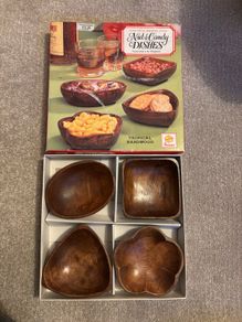 A Set of Vintage Handcrafted Tropical Hardwood Dishes