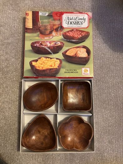 A Set of Vintage Handcrafted Tropical Hardwood Dishes