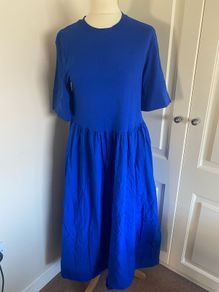Cos blue cotton dress size S (10-12) with pockets