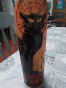 Silhouette d'art Vase Le Chat Noir by Steinlen