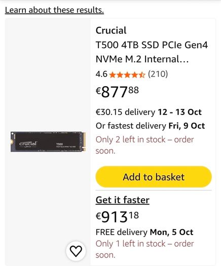 Crucial T500 SSD, 4TB, new!