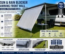 Sun + Rain Blocker 2.8 x 2 m - Front wall for awning