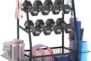 Weight Rack for Dumbbells - Widened Home Gym Storage Rack - Dumbbell Rack with 4 Flexible Wheels and Unique Storage on Both Sides