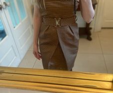 Zara Basic Brown Strapless Mini Dress polka dot