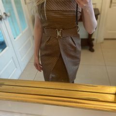 Zara Basic Brown Strapless Mini Dress polka dot