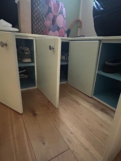 Free corner wooden storage unit