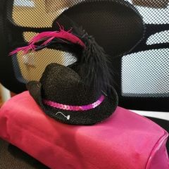 Lovely Black Cowboy Hat with Feathers & Sequins - new/with tags + matching gloves available