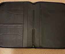 Title: Texier Paris Luxury Black Grained Leather Zipped A4 Portfolio