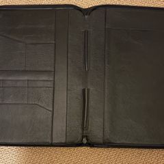 Title: Texier Paris Luxury Black Grained Leather Zipped A4 Portfolio