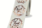 Thank You Large Stickers / Gold on White / 60 /1.5"