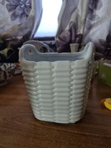 Ceramic Vintage Basket Planter with Handles