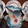 Late Victorian / Edwardian Turquoise Floral Ceramic Jugs Image 4