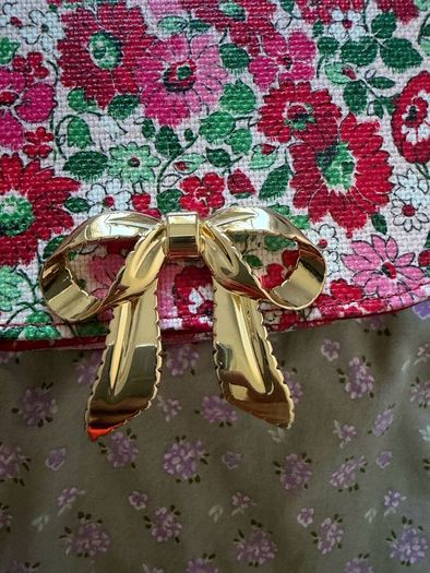 Kate Widson Floral Crossbody Bag with Gold Bow Clasp