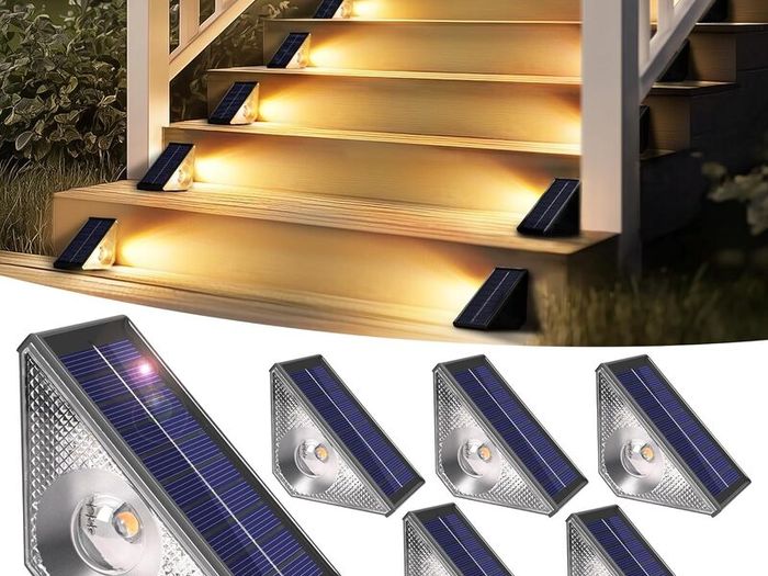 Solar Step Lights 6 Pack - Solar Fence Lights for Stair, Deck, Porch, Patio, Fence, Garden, Yard