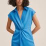 Mango Blue Linen-blend shirt dress Size L BNWT Image 4