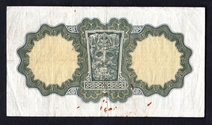 1974 Ireland IR1 Lady Lavery Banknote Series A. Note issued 21/04/75 Serial number 01L059087