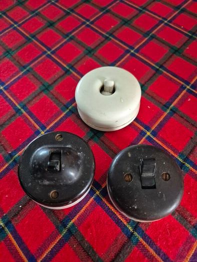 Vintage 3 bakelite original salvaged light switches