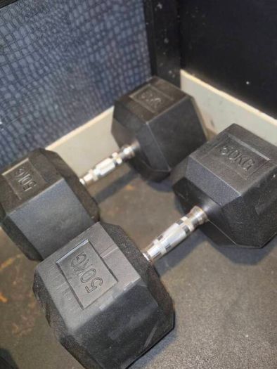 50kg Rubber Hex Dumbells