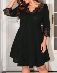 SHEIN Black Lace Trim Dress. Size 16. New