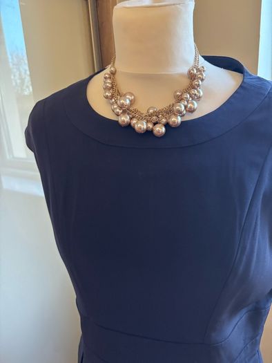 Paul Costelloe Collection Shift / Sleeveless Navy Dress with Signature Lining - Size 12