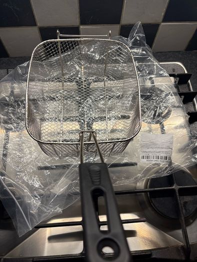 Stainless Steel Fryer Frying Basket Rectangle Wire Mesh Strainer with Long Handle Frying Cooking Tool Kitchen Cooking Tool for 6L fryer
