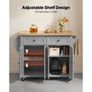 Kitchen Island Cart with Storage, 1110 mm Wide Mobile Rolling Storage Island on Swivel Wheels, with 2 Drawers, Storage Cabinet, Spice/Towel Rack, Hooks, Table for Home Dining Room, Gray Image 5