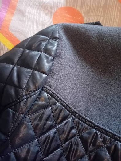ladies jacket. Padded design. Black with grey material. Size small