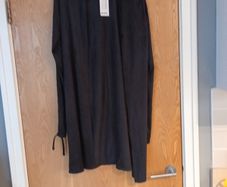 Boohoo  Suedette Long Black  Jacket  / Cardigan.   S. M - 12.  B.N.W.T.