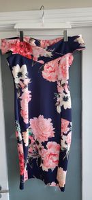 QUIZ navy floral bardot dress Sz 14UK - Rrp 55 (New)