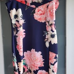 QUIZ navy floral bardot dress Sz 14UK - Rrp 55 (New)