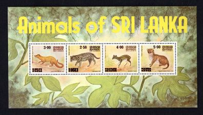 1981 Sri Lanka Animals of Sri Lanka Commemorative Stamps Miniature Sheet Mint Never Hinged (MNH)