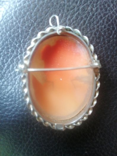 Vintage Large Silver Cameo Pendant&brooch