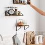 Set of 3, Shelf, 2 Mounting Options, Display Shelf, for Living Room, Kitchen, Study, Bathroom, Rustic Brown and Black Image 4