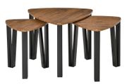 Nest of Tables, Coffee Table Set of 3, Triangle Nesting Tables with Metal Legs, Industrial End Side Table for Living Room, Walnut Wood Grain