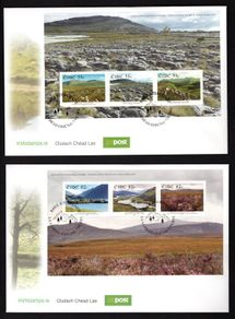 2011 Ireland National Parks of Ireland Pair Miniature Sheets (55c & 82) (Ballycroy, The Burren, Connemara, Gleneagh, Killarney & Wicklow Mountains) An Post First Day Cover (FDC)