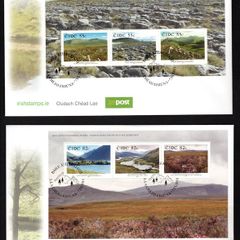 2011 Ireland National Parks of Ireland Pair Miniature Sheets (55c & 82) (Ballycroy, The Burren, Connemara, Gleneagh, Killarney & Wicklow Mountains) An Post First Day Cover (FDC)