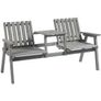 2-Seater Wooden Garden Bench with Table Image 2