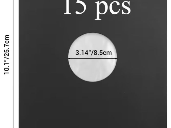 Black Paper 10" Vinyl Record Sleeves with Inner Liner, 110G Lightweight Paper 15pk Anti Static