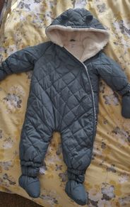 Baby Padded Blue Zip Through Pramsuit