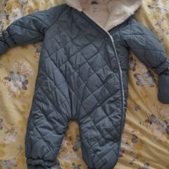 Baby Padded Blue Zip Through Pramsuit