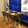 Vintage Etched Brass Chalice Set Image 4
