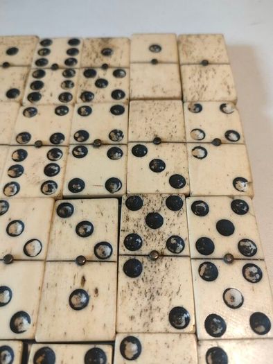 Circa 1900 Bone and Ebonised Domino Set