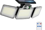 80 LED Solar Flood Lights Outdoor, 3 Adjustable Heads Solar Lights Outdoor Garden Motion Sensor, Waterproof Wireless Solar Security Lights Outside for Yard Garage Driveway Patio Garden, 1 Pack