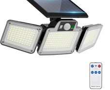 80 LED Solar Flood Lights Outdoor, 3 Adjustable Heads Solar Lights Outdoor Garden Motion Sensor, Waterproof Wireless Solar Security Lights Outside for Yard Garage Driveway Patio Garden, 1 Pack