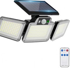 80 LED Solar Flood Lights Outdoor, 3 Adjustable Heads Solar Lights Outdoor Garden Motion Sensor, Waterproof Wireless Solar Security Lights Outside for Yard Garage Driveway Patio Garden, 1 Pack
