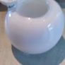 Vase Murano Glass Style Small Round White With Flower Attached 5.5 HX5 W INCHES. Image 2