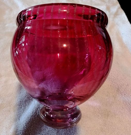 Heavy footed cranberry bowl