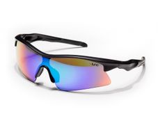 Luna Eclipse Running Cycling Sunglasses with Hard Protective Case (Mirrored Aquamarine Lenses, Black Frame)